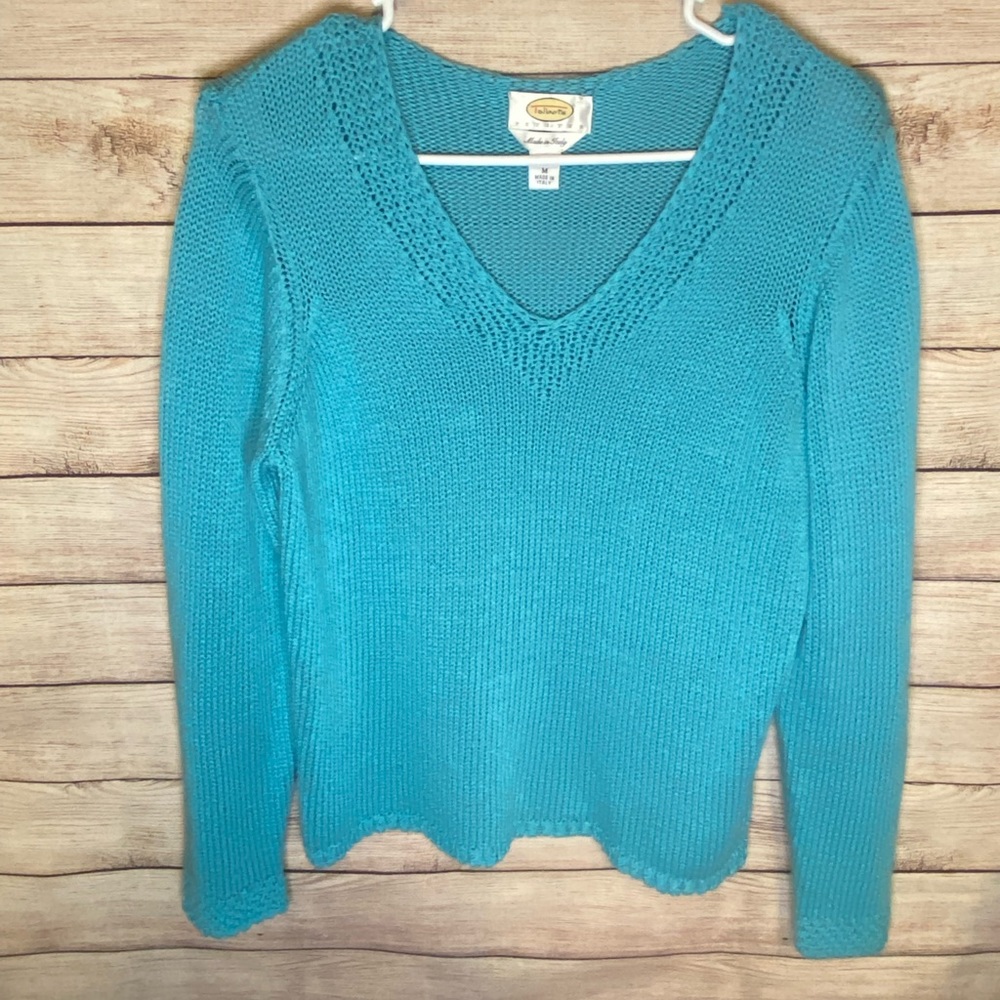Womens Blue Petite Sweater